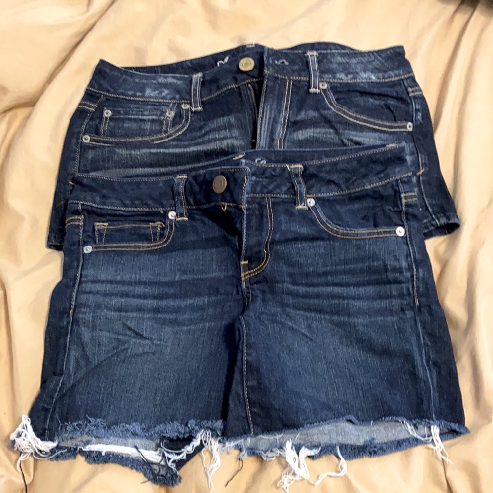 Two pairs American eagle jean shorts